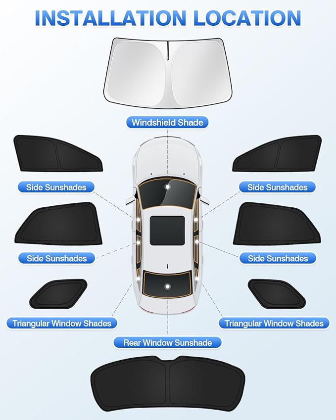 Sunshades for 2024 2025 2026 Chevrolet/Chevy Blazer EV (NOT for Chevrolet Blazer) Accessories Windshield Sun Shade Side Rear Window Shade Cover Sun Visor Shield Privacy Protection Black 8PCS
