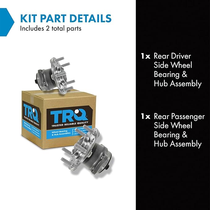 TRQ Rear Left and Right Wheel Bearing and Hub Assembly Set 2 Piece Compatible with 2007-2017 Jeep Patriot FWD 2007-2016 Jeep Compass FWD 2017 Compass MK FWD 2011-2014 Chrysler 200