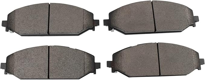 TRQ Front Ceramic Brake Pad Set Includes Contact Point Grease and Hardware Compatible with 2019-2023 Ram 1500 2022 Jeep Wagoneer 2022 Grand Wagoneer