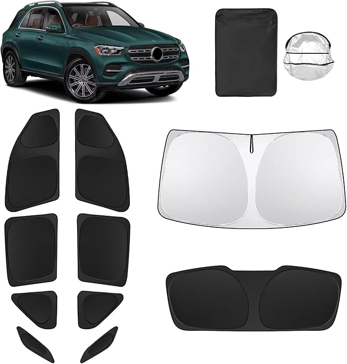 10pcs Car Window Shades for Mercedes Benz GLE 350 450 2020-2024,Windshield Side Rear Full Sunshade,Sun Visor UV Blocking, Privacy Protection and Blackout for Camping Outdoor