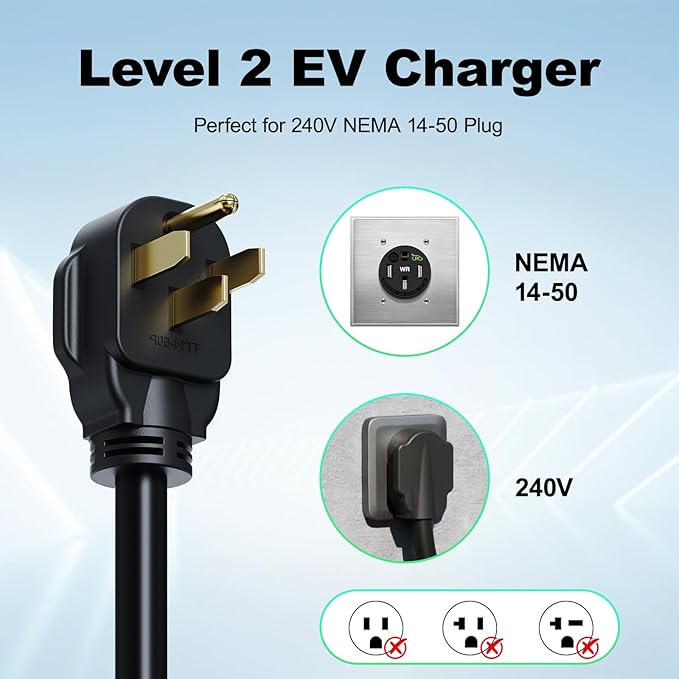 Level 2 Tesla Charger 32Amp, 7KW Electric Vehicle Portable Charger with 20FT Cable, Home EV Charging Station for Tesla Models Y/X/3/S, 240V NEMA 14-50 Plug