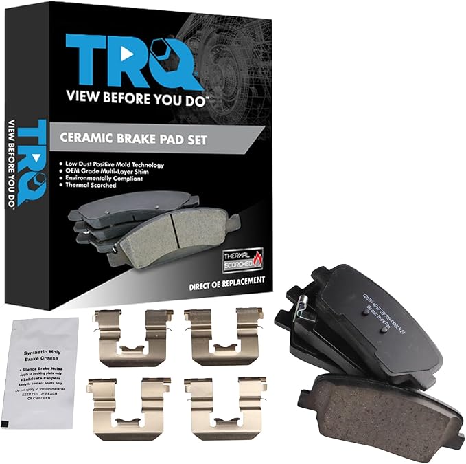 TRQ Rear Brake Pads Ceramic Compatible with 2018-2020 Genesis G80 2007-2008 Hyundai Entourage 2011-2016 Equus 2009 2010-2016 Genesis Coupe Kia Borrego 2015-2017 K900 2006-2015 Sedona
