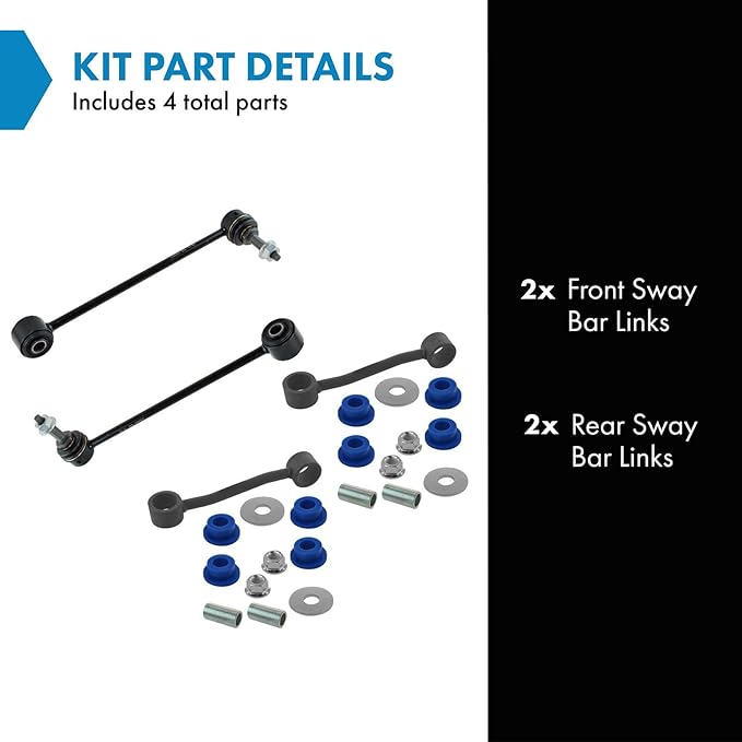 TRQ Front & Rear Sway Bar Stabilizer Link Set Compatible with 2007-2011 Dodge Nitro 2008-2012 Jeep Liberty