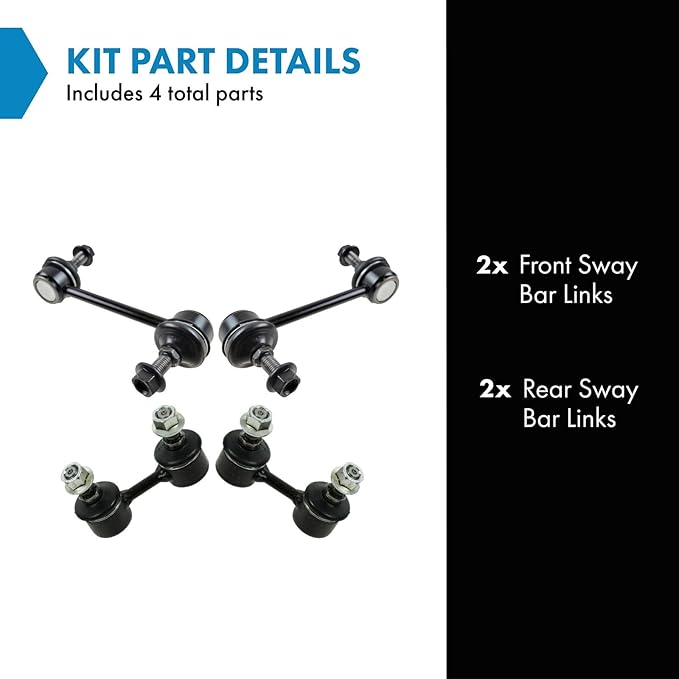 TRQ Sway Bar Stabilizer Link Set Front & Rear Compatible with 95-00 Avenger 95-99 Eclipse 94-98 Galant Sebring 95-98 Talon