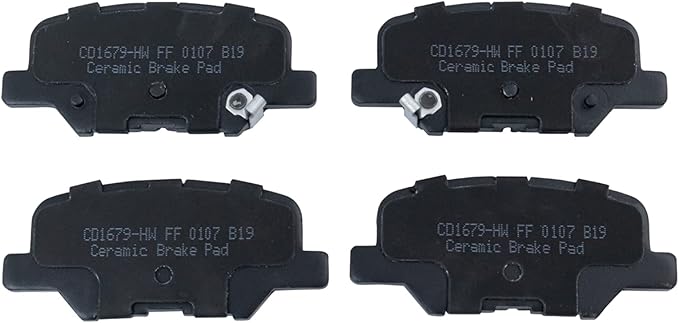 TRQ Rear Brake Pads Ceramic Hardware Wear Sensor Compatible with 2014-2016 Mazda 3 2014-2015 6 2014-2019 Mitsubishi Outlander 2013-2024 Outlander Sport