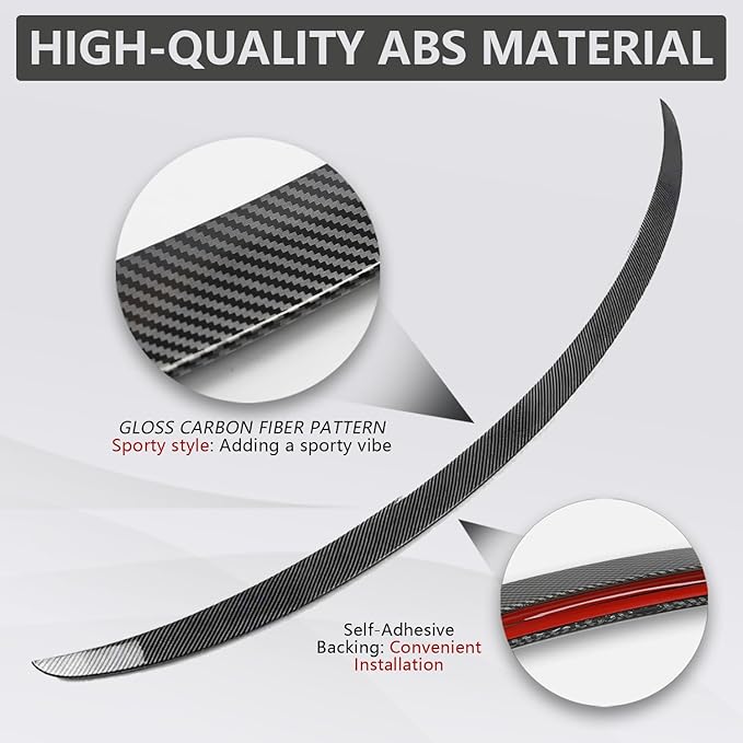 ABS Spoiler for Tesla Model 3 Rear Spoiler Rear Trunk Spoiler Sport & Performance Type Rear Spoiler Wings Tesla Model 3 Accessories (Gloss Carbon Fiber)