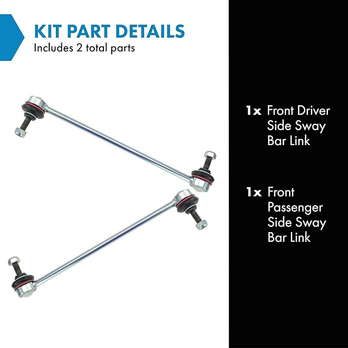TRQ Front Driver and Passenger Side Sway Bar Link Set 2 Piece Compatible with 1997-2003 BMW 540i 2000-2003 M5