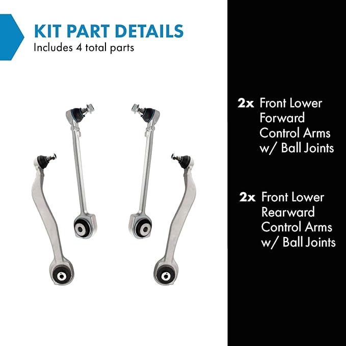 TRQ Front Left and Right Lower Control Arm with Ball Joint Set 4 Piece Compatible with 2012-2014 Mercedes-Benz C300 2012-2015 C350 2013-2014 E350 2015-2018 E400