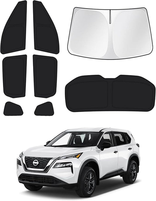 Sunshades for 2021-2025 2026 Nissan Rogue (NOT for Nissan Rogue Sport) Accessories Windshield Sunshade Side Rear Windows Sun Visor Privacy Protection Keep Vehicle Cool Black 8PCS