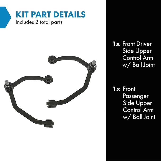 TRQ Front Left and Right Upper Control Arm with Ball Joint Set 2 Piece Compatible with 1989-1997 Ford Thunderbird 1989-1997 Mercury Cougar