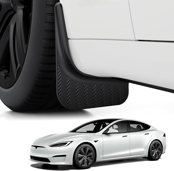 BASENOR 2021-2026 Tesla Model S 2021-2025 Model S Plaid Mud Flaps Splash Guards [No Drilling No Tape] [10X Stronger] All Weather Tire Protector Mudflaps for Model S Exterior Accessories