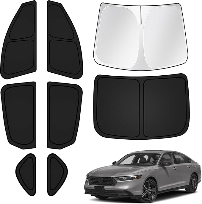 T TGBROS Windshield Sun Shade for Honda Accord 2023-2025 Car Window Shades Thicken UV Block and Blackout Privacy Foldable Sunshades 8PCS Accessories Keep Cool Sun Visor Covers