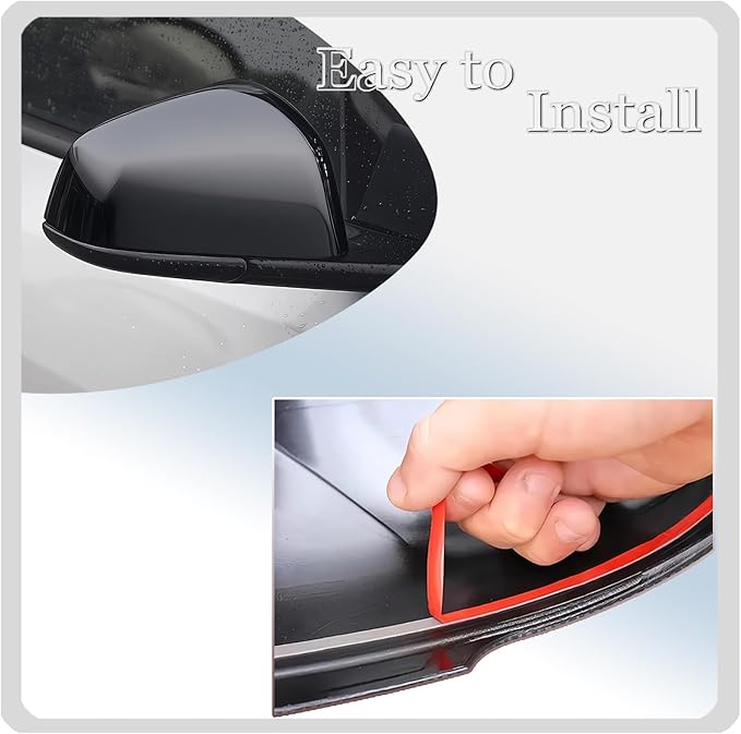 Side Mirror Cover,for Tesla Model Y 2026 2027，2PCS Turn Signal housing Cover Sets car Accessories -Bright Black（OEM-Style Adhesive Tape Design）