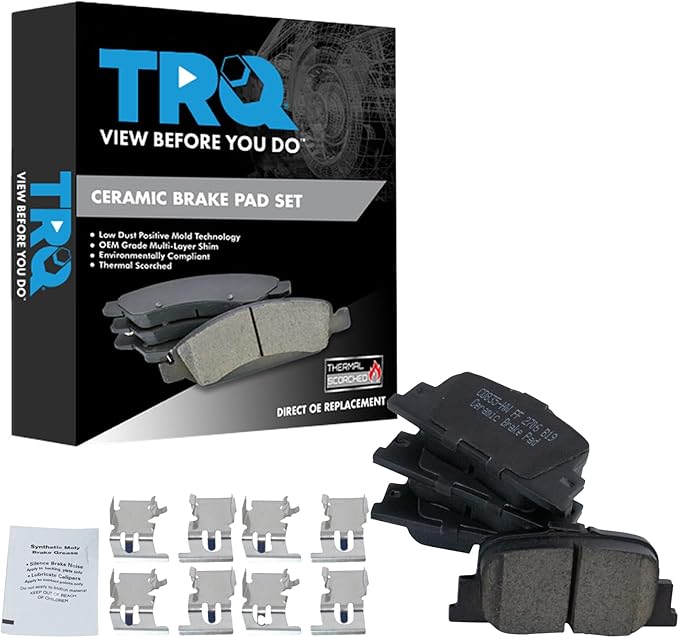 TRQ Rear Brake Pads Ceramic Compatible with 2000-2001 Lexus ES300 2000-2001 Toyota Camry 2005-2010 Scion tC