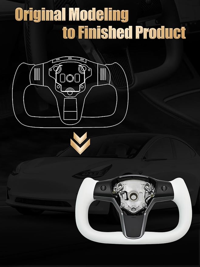 ZIMABLUE Yoke Steering Wheel for Model 3/Y-2017-2023 Steering Wheel with Heating Function Compatible with Tesla Model 3 Y