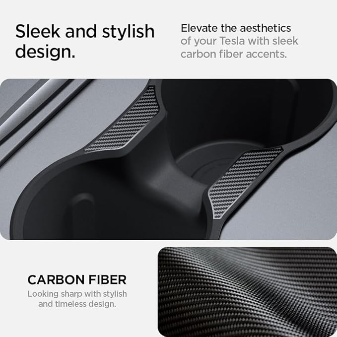 Spigen Cup Holder Insert Relaxed Grip for Tesla Model Y (2021-2024) & Model 3 (2021-2023) [Not Compatible with Model Y Juniper (2025/26) and Model 3 Highland (2024/25) - (Up to Trenta Cups)