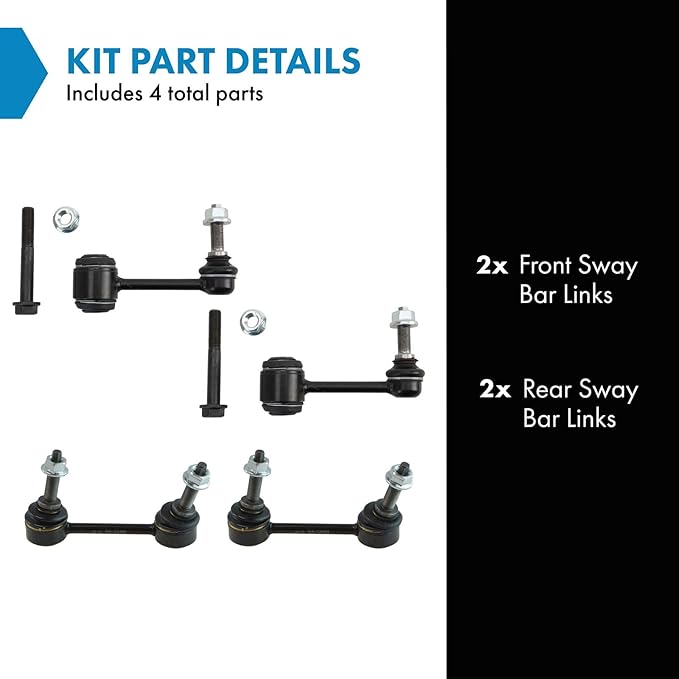 TRQ Front & Rear Sway Bar Stabilizer Link Set Compatible with 2016-2022 Dodge Durango 2016-2019 Jeep Grand Cherokee
