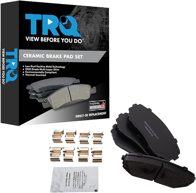 TRQ Front Brake Pads Ceramic Hardware Compatible with 2007-2014 Ford Edge 2007-2015 Lincoln MKX 2019 Mazda CX-5 2007-2012 CX-7 2007-2021 CX-9
