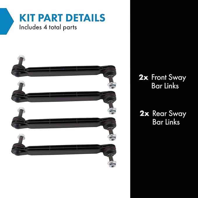 TRQ Front and Rear Sway Bar Link Set Compatible with 2015-2019 Jeep Renegade Front Wheel Drive 2016-2018 Fiat 500X Front Wheel Drive