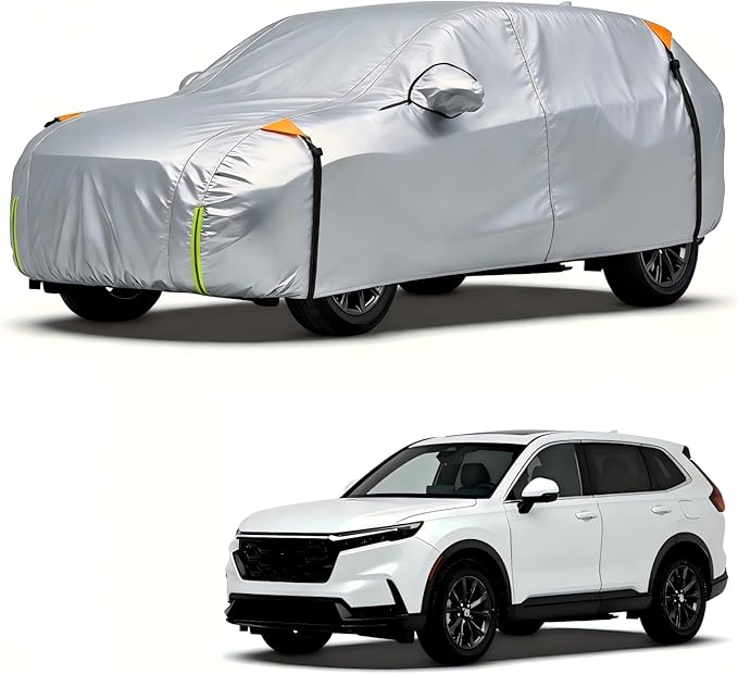 Wigoo Honda CR-V Car Cover Accessories 1997-2026, Custom Fit Waterproof All Weather Outdoor Indoor Full SUV Cover, Windproof Sun UV Rain Snow Dust Protection, Door Zipper, Reflective Strips