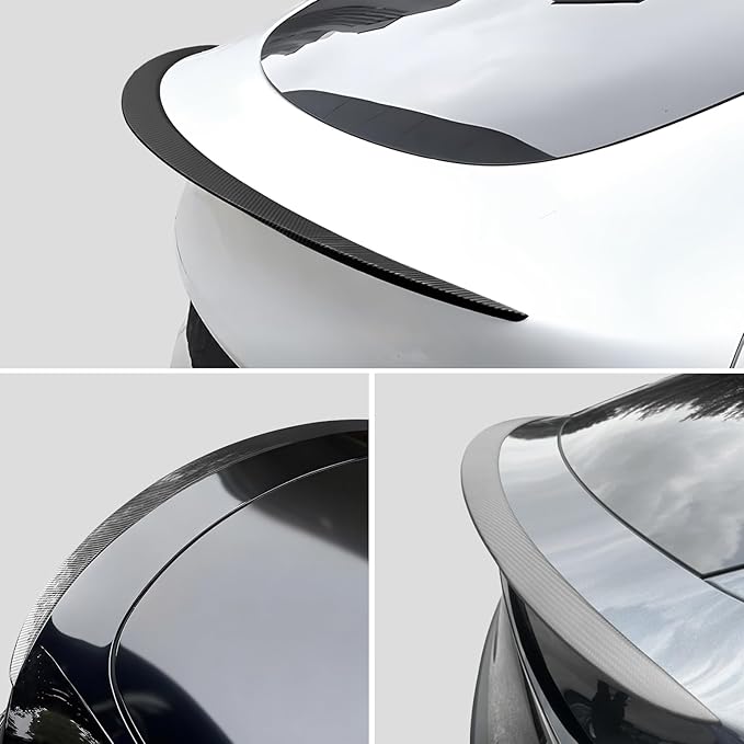 Spoiler Fit for 2020-2024 Tesla Model Y | Carbon Fiber OEM-Style Rear Wing | Easy Drill-Free Installation