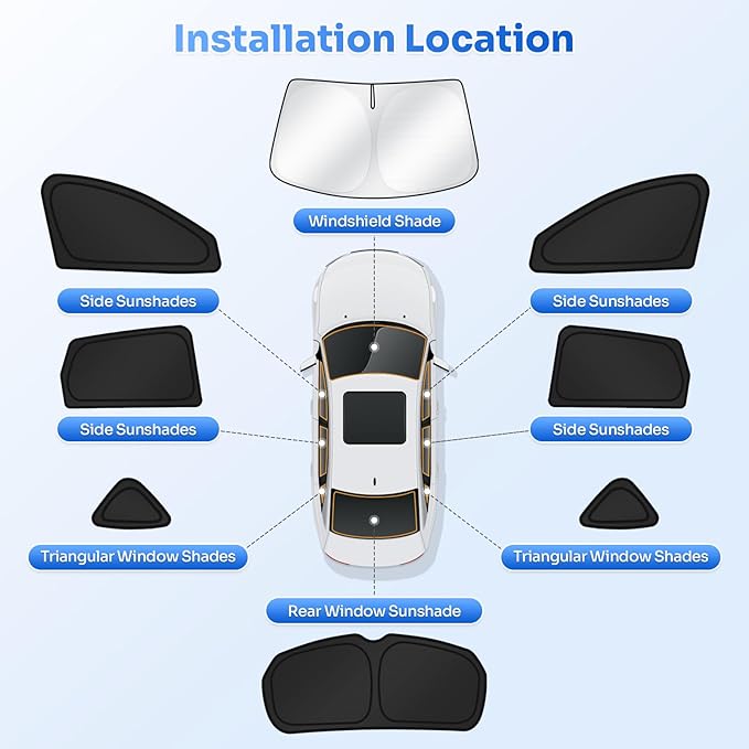 Sunshades for 2019-2025 2026 Acura RDX Accessories Windshield Sun Shade Side Rear Window Shade Cover Sun Visor Shield Privacy Protection for Camping Keep Vehicle Cool Black 8PCS