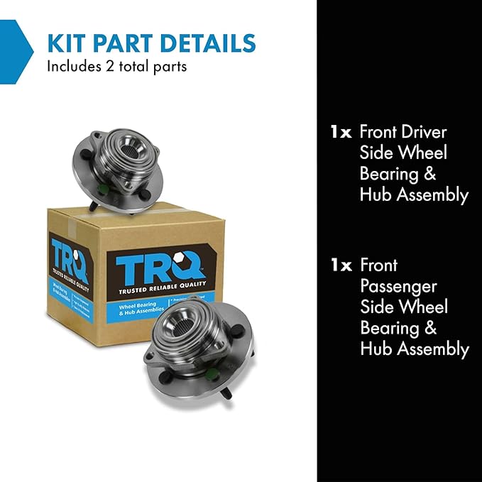 TRQ Front Left and Right Wheel Bearing and Hub Assembly Set 2 Piece Compatible with 2005-2010 Dodge Dakota with 2 Wheel ABS Brakes 2006-2008 Mitsubishi Raider with 2 Wheel ABS Brakes 2009 Raider