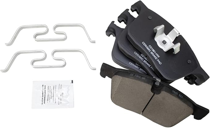 TRQ Front Brake Pads Ceramic Compatible with 2016-2024 Jaguar XF 2017-2024 F-Pace 2017-2020 XE 2019-2020 I-Pace 2018-2024 Land Rover Range Rover Velar