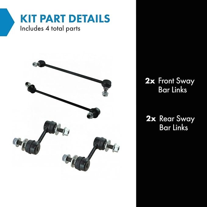 TRQ Front & Rear Sway Bar Stabilizer Link Set Compatible with 2007-2008 Hyundai Entourage 2006-2014 Kia Sedona