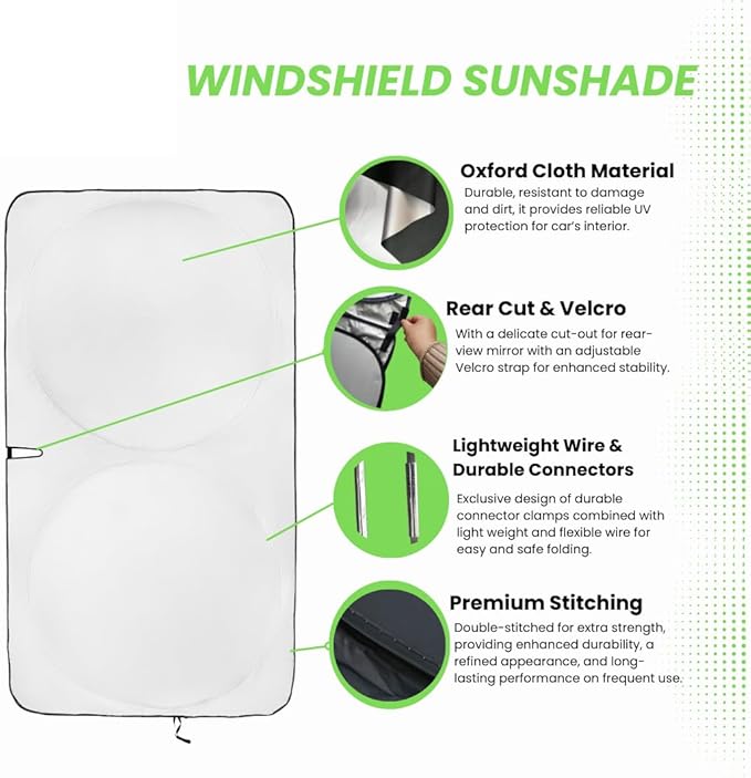 Windshield Sun Shade -Certified 99.87% UVB & 99.02% UVA Car Sun Shade. Award Winning Sunshade for Car Windshield with Patented Technology | Toyota RAV4 (2019-2026) | Car Window Shades by Kinder Fluff