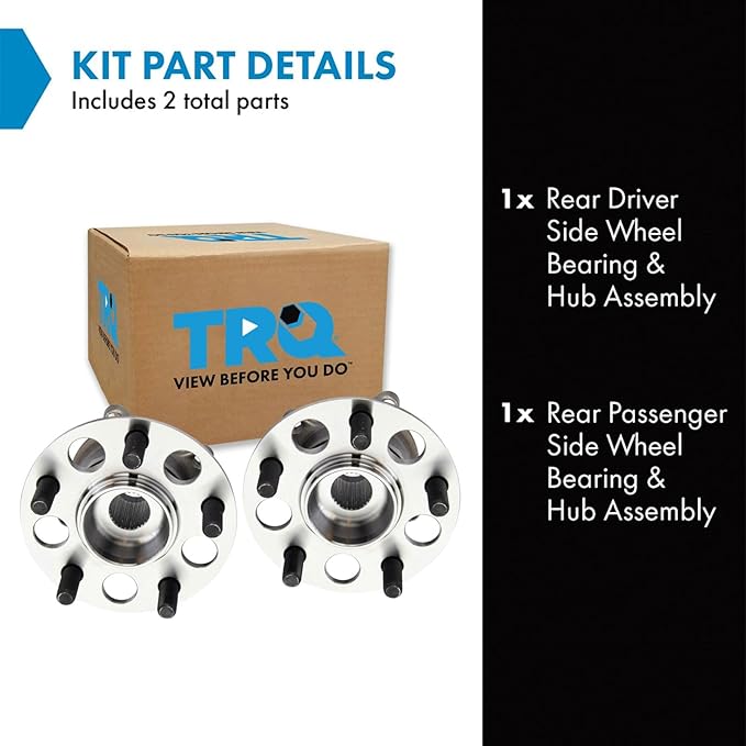 TRQ Rear Driver and Passenger Side Wheel Bearing and Hub Assembly Set 2 Piece Compatible with 17-20 Acura MDX SH-AWD Sport Hybrid 16-21 Honda Pilot AWD 22 Pilot Touring AWD 19-22 Passport AWD