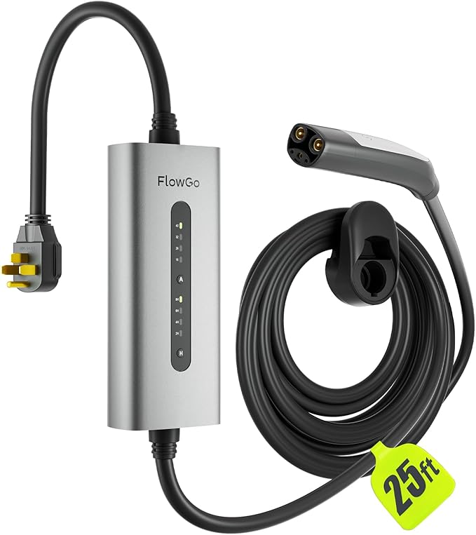 Tesla Charger 40A Level 2 EV Charger NACS 240V with 14-50 Plug 25 FT Cable 9.6KW Portable Tesla Charging Equipment 15-40 Amps Adjustable Current Mobile Electric Car Chargers for Model 3/S/Y