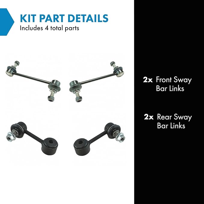 TRQ Front & Rear Sway Bar Stabilizer Link Set Compatible with 2010-2012 Ford Fusion 2009-2012 Lincoln MKZ 2010-2011 Mercury Milan