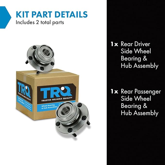 TRQ Rear Driver and Passenger Side Wheel Bearing and Hub Assembly Set 2 Piece Compatible with 2005-2010 Kia Sportage Front Wheel Drive 2005-2009 Hyundai Tucson Front Wheel Drive