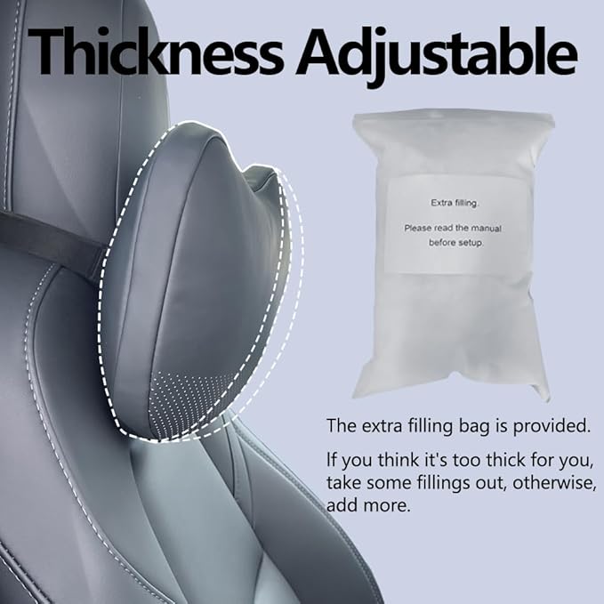 TANOLA TESBEAUTY Nappa Leather Headrest Pillow 2 Packs for Tesla Neck Pillow Uniquely Designed for Tesla Model Y/3/S/X Tesla Car Neck Support Cushion for People Under 5'7" Black