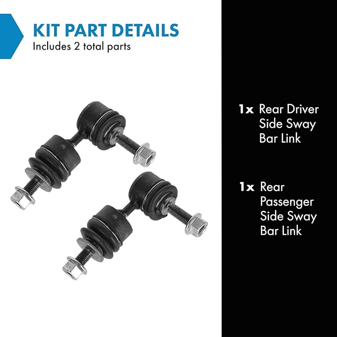 TRQ Rear Driver and Passenger Side Sway Bar Link Set 2 Piece Compatible with 07-13 Mazda 3 S 07-13 3 i 04-06 3 06-10 5 12-17 5 04-11 Volvo S40 06-13 C70 08-13 C30 05-11 V50