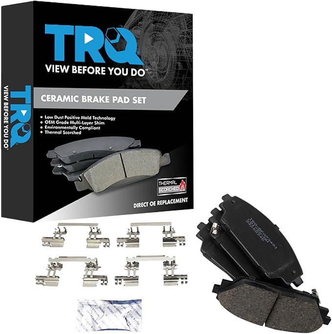 TRQ Front Ceramic Brake Pad Set Compatible with 2014-2018 Mazda 3 excluding Mexico Built Models 2016-2021 CX-3 2020-2023 CX-30