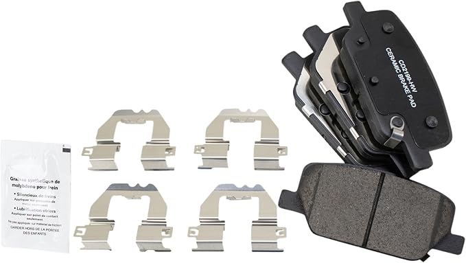 TRQ Rear Brake Pads Ceramic Hardware Wear Sensor Compatible with 2019-2024 Hyundai Palisade 2019-2020 Santa Fe 2020-2024 Kia Telluride