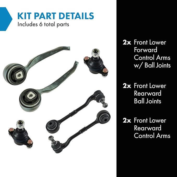TRQ Front Left and Right Lower Control Arm with Ball Joint Set 6 Piece Compatible with 2006 BMW 325xi 330xi 2007-08 328xi 335xi 2009-13 328i xDrive 335i xDrive 2012-15 X1