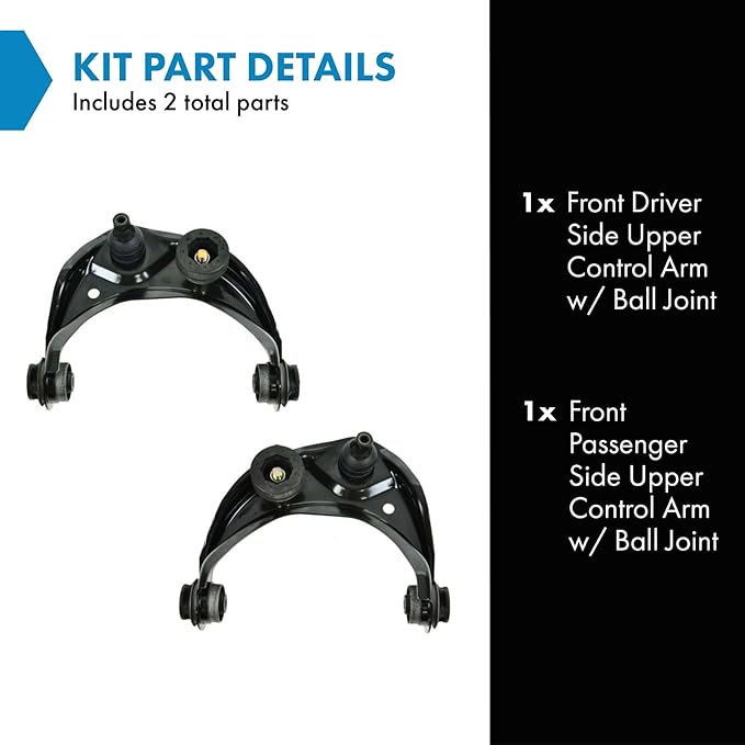 TRQ Front Left and Right Upper Control Arm with Ball Joint Set 2 Piece Compatible with 2009-2013 Mazda 6