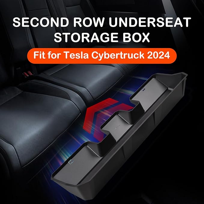 PENSUN Rear Under Seat Storage Box Fit for Tesla Cybertruck 2024, Hidden Second Row Underseat Storage Bin Organizer Black Tool Box for Cyber Truck Accessories