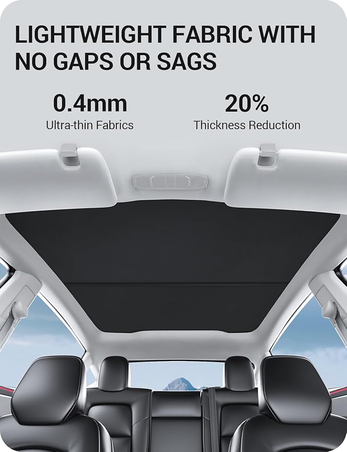 BASENOR 2025 2026 Tesla Model Y Sunshade Roof [No Gap] [Nano Ice-Crystal] Heat Insulation Foldable Sunroof Cover, UV Protection Shade for Model Y Juniper (Standard/Premium/Performance) Black