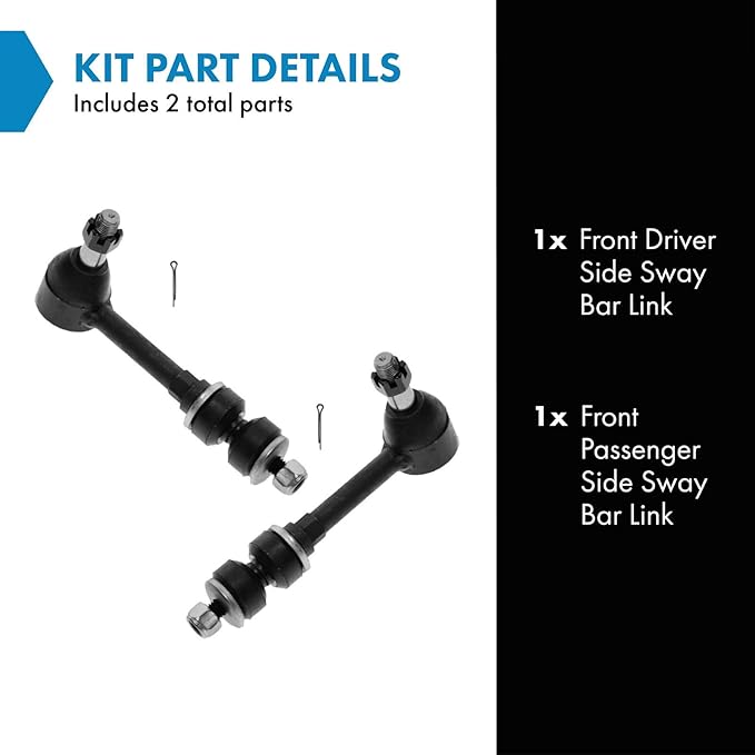 TRQ Front Sway Bar Stabilizer Link Set Compatible with 2000-2001 Dodge Ram 1500 2000-2002 Ram 2500 Ram 3500