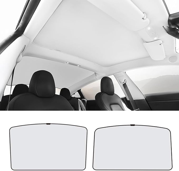 TOPABYTE Roof Sunshade for Tesla Model 3 Highland 2026-2024 Glass Sunroof Shade Window Insulation UV & Heat Protection Double-Layer Sun Shade, Beige