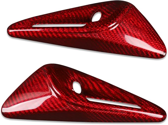 NVCNX for 2025 2026 Tesla Model 3/Y Highland Juniper Accessories Hard Rigid Real Carbon Fiber Vehicle Molding Side Camera Protection Cover Car Exterior Trim 2PCs, Fit for HW4.0, Glossy, Red, not ABS