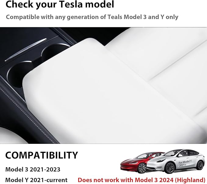 Model Y Armrest Cover for Tesla Model Y 2024-2021 and Model 3 2023-2017