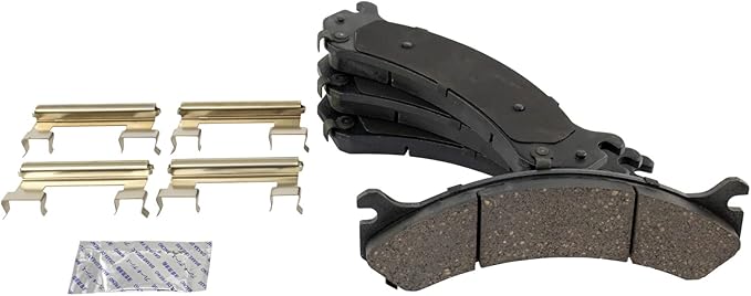 TRQ Rear Ceramic Brake Pad Set Compatible with 01-03 Chevrolet Silverado 3500 04-06 Silverado 3500 DRW 07 Silverado 3500 DRW 07-10 Silverado 3500 HD DRW 01-03 GMC Sierra 3500 04-06 Sierra 3500 DRW