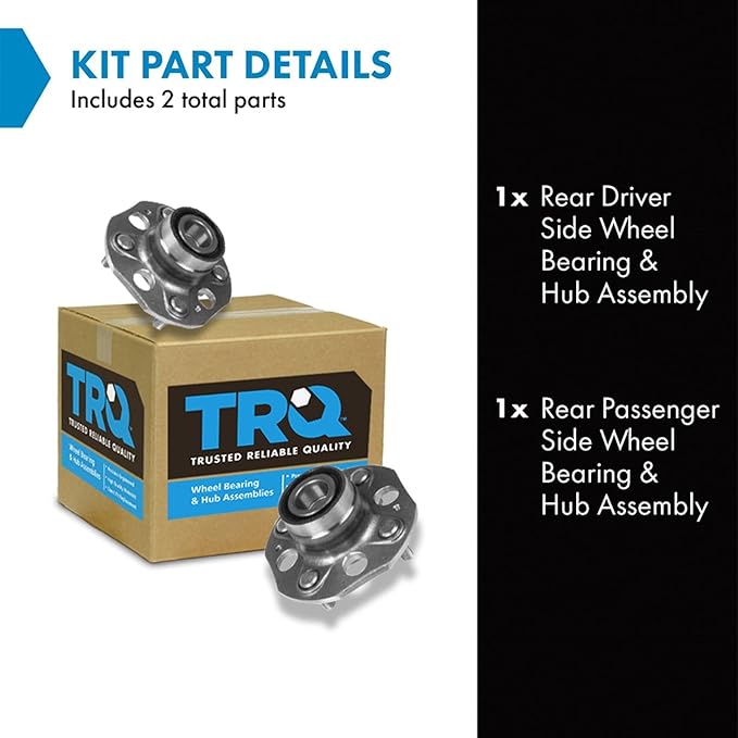 TRQ Rear Wheel Bearing and Hub Assembly Set 2 Piece Compatible with 95-97 Honda Accord L4 2.2L with Rear Drum Brakes 92-93 Accord LX DX 1994 Accord 1991 Accord 1990 Accord