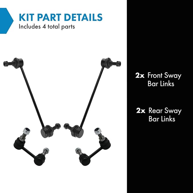 TRQ Front and Rear Sway Bar Link Set 4 Piece Compatible with 2009-2018 Dodge Journey