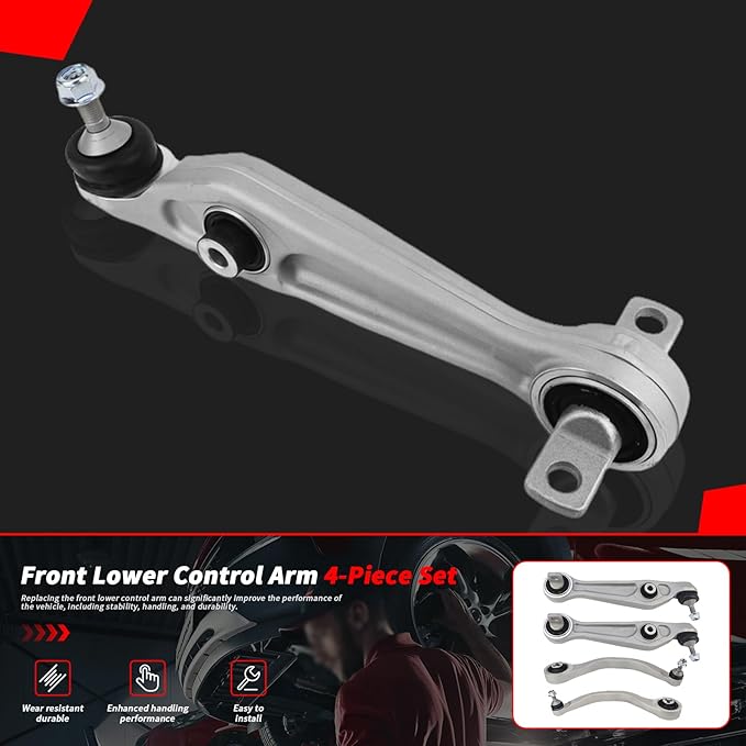MUNIK Front Lower Control Arm 4-Piece Set For Tesla MODEL 3 (5YJ3) 2017 - Replacement# 104434100D *2,104435400A,104435900A